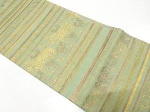 横段に動物・花鳥模様織り出し　袋帯